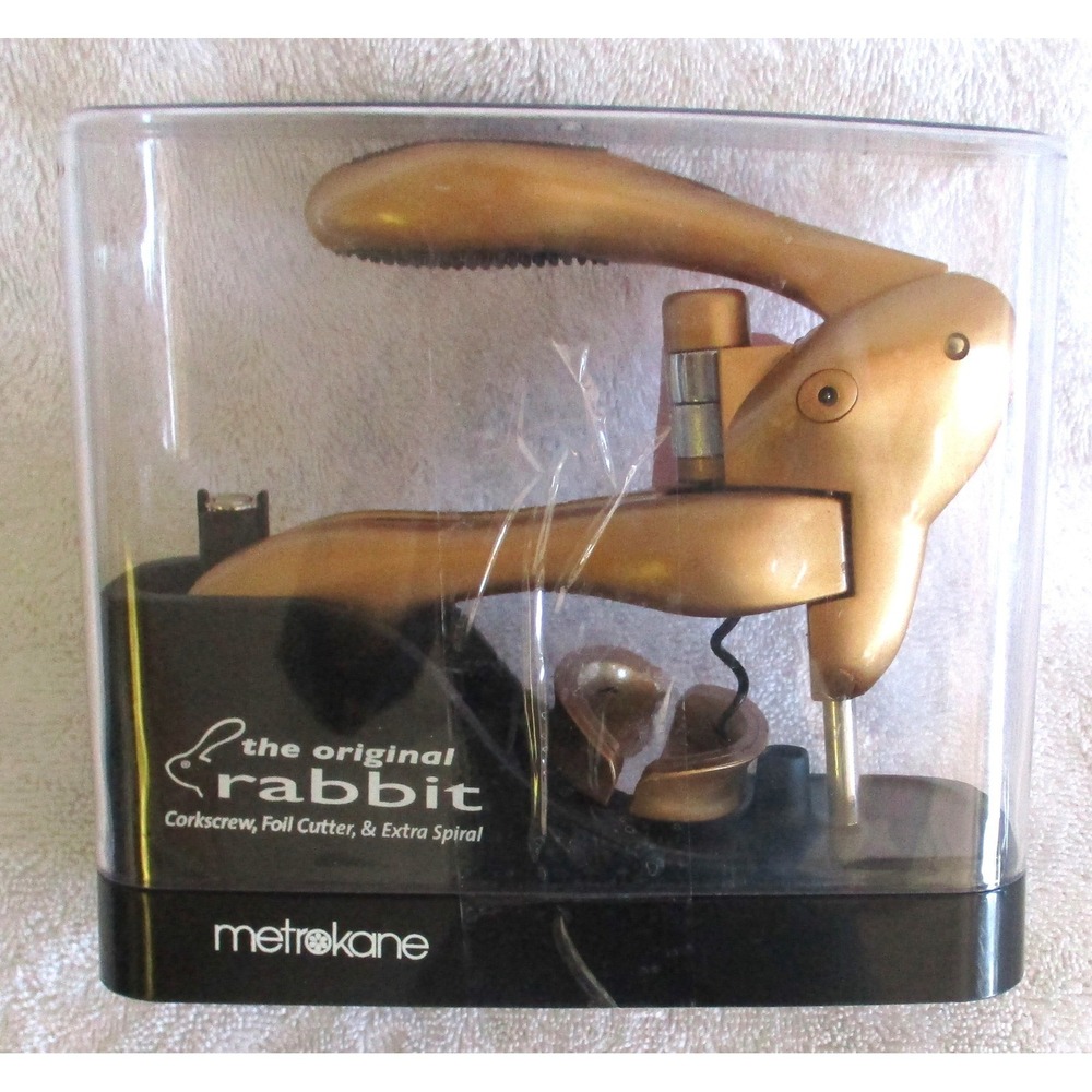Metrokane The Original Rabbit Corkscrew Set Gold with Foil Cutter Extra Spiral